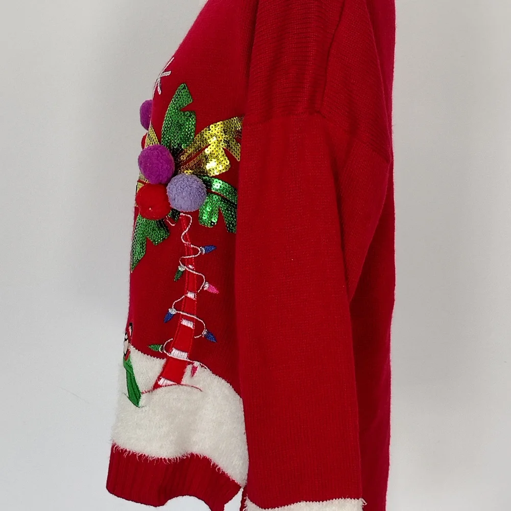 Hooked Up by IOT's Beach Santa Ugly Christmas Sweater. Size XL - Picture 9 of 13